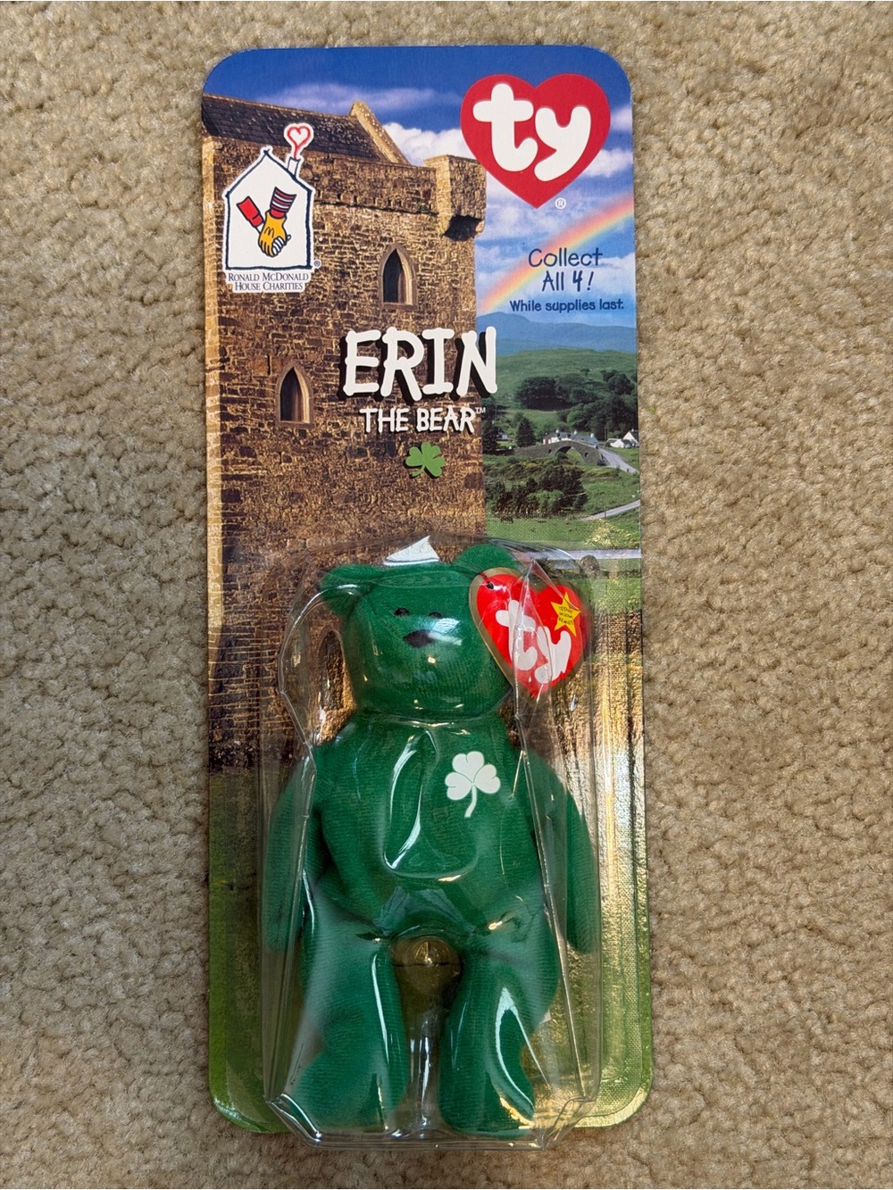 Ty Beanie Baby Erin The Bear Green 1997